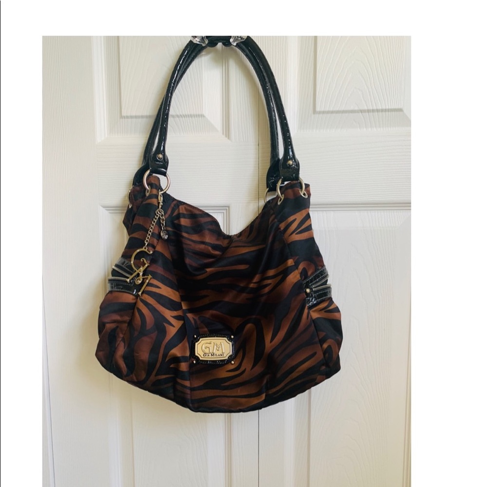 Gia Milani Brown and Black Tiger Striped Purse🐯